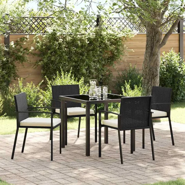 Ensemble de salle à manger pour jardin 5 pcs Noir