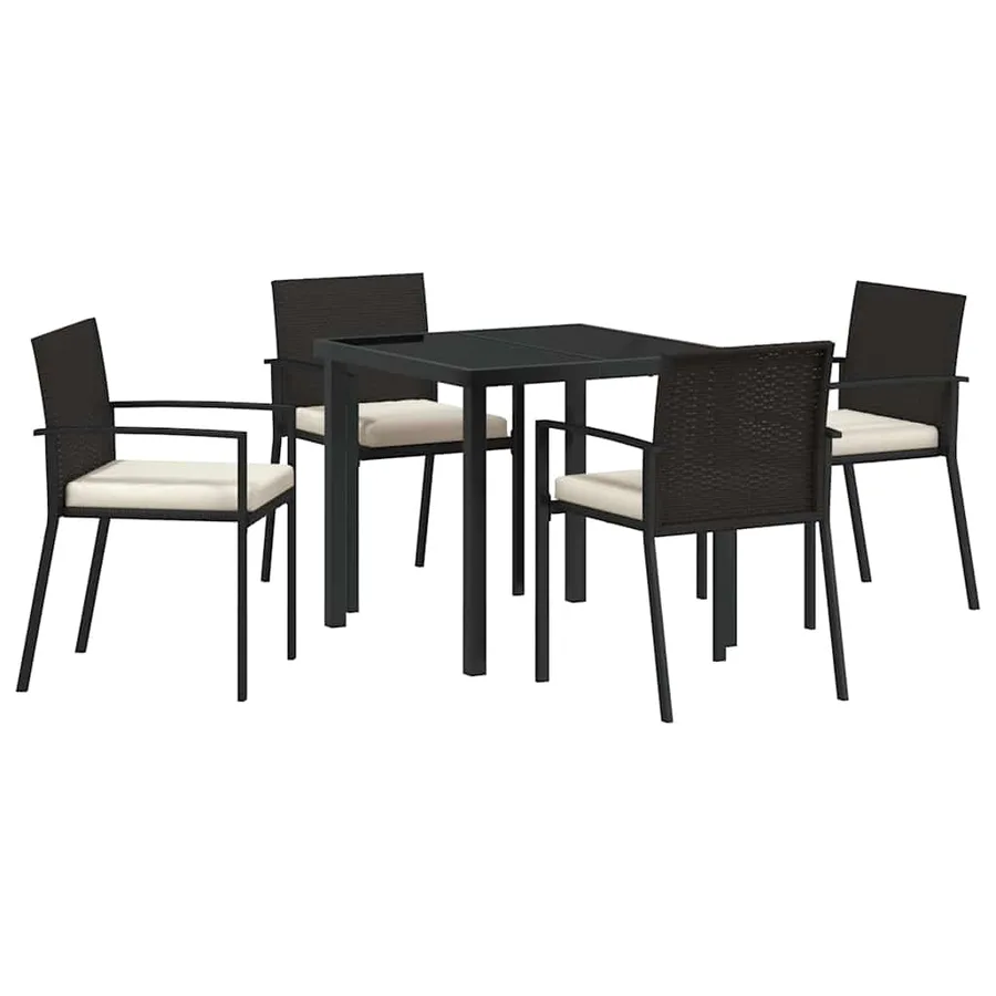Ensemble de salle à manger pour jardin 5 pcs Noir - 2