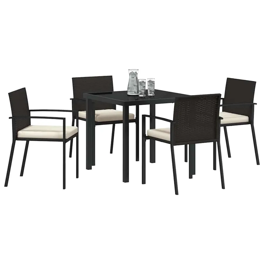 Ensemble de salle à manger pour jardin 5 pcs Noir - 3