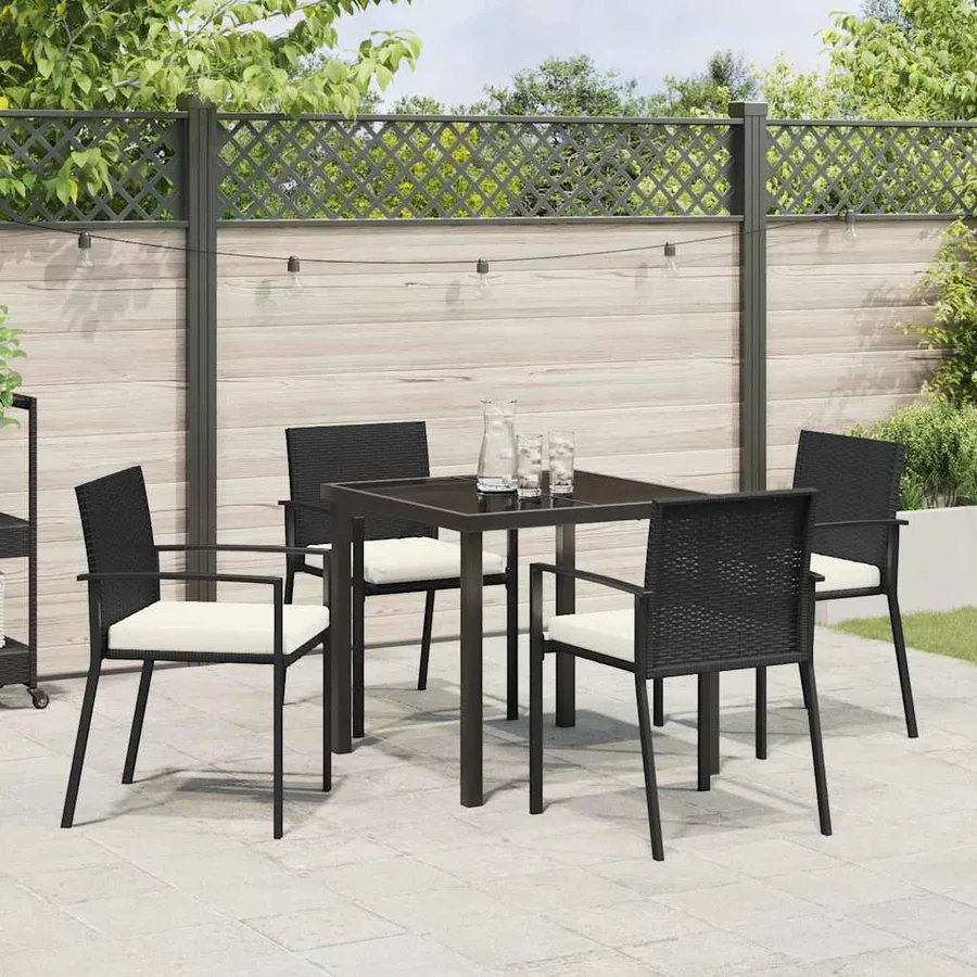 Ensemble de salle à manger pour jardin 5 pcs Noir - 4