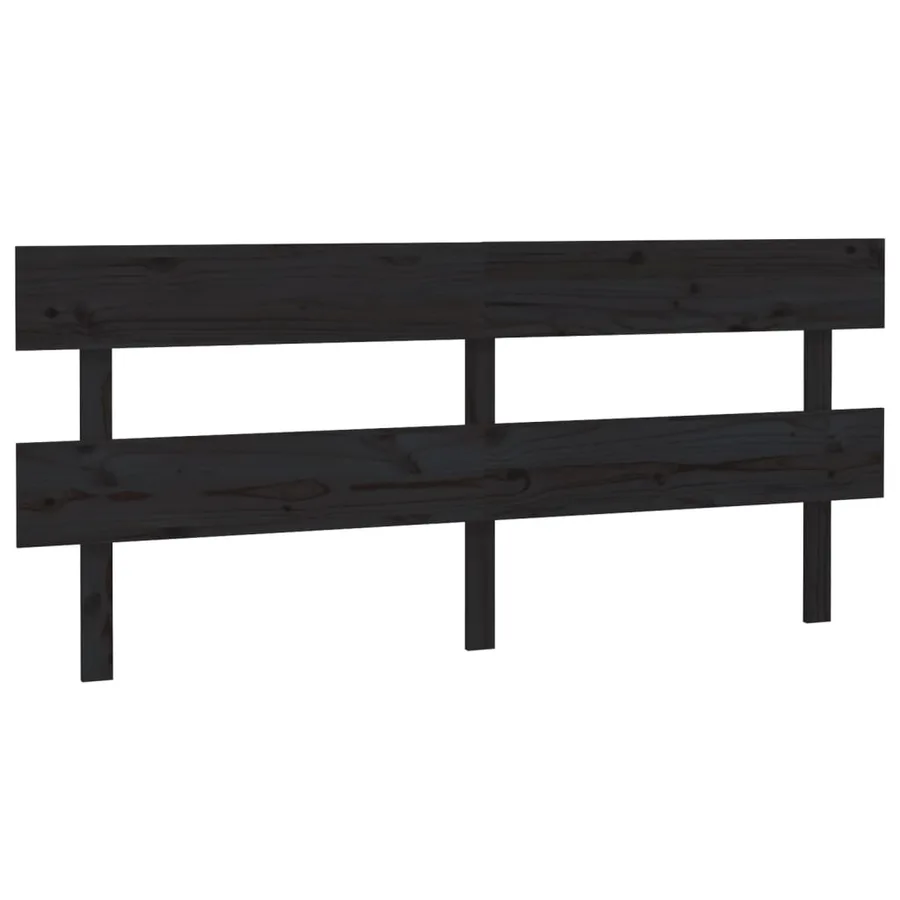Tête de lit Noir 204x3x81 cm Bois massif de pin - 2