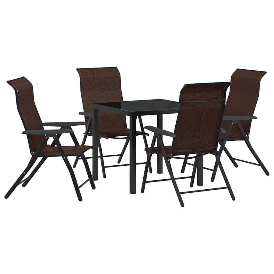 Ensemble de salle à manger pour jardin 5 pcs Marron - 2