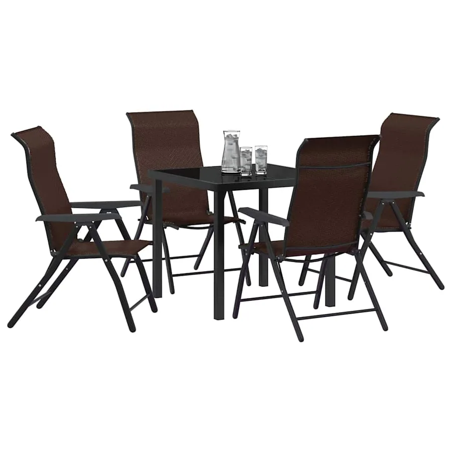 Ensemble de salle à manger pour jardin 5 pcs Marron - 3