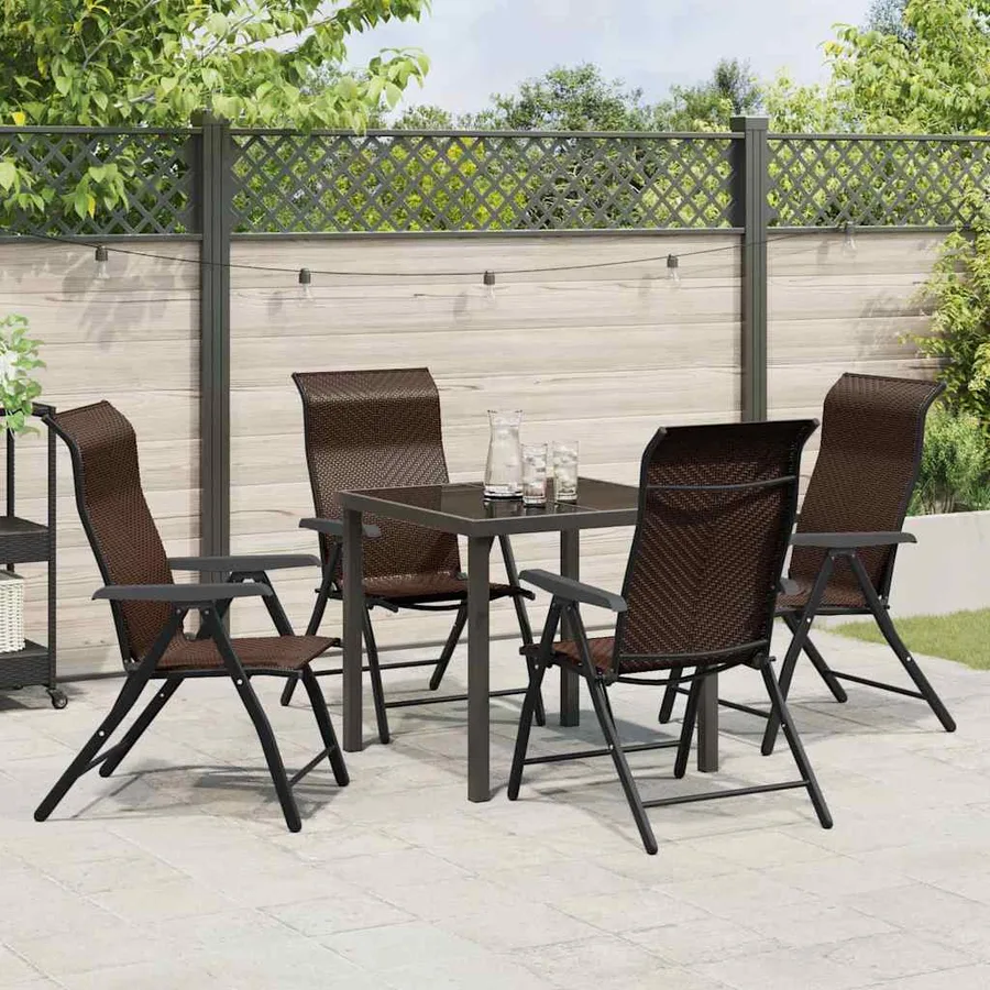 Ensemble de salle à manger pour jardin 5 pcs Marron - 4