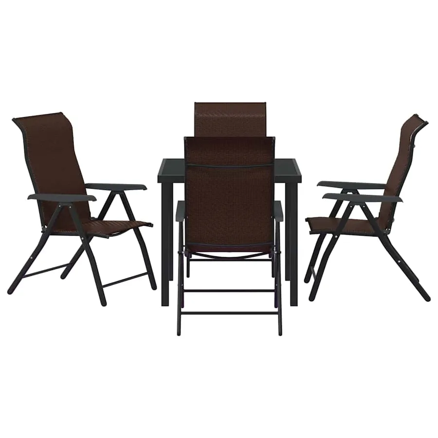 Ensemble de salle à manger pour jardin 5 pcs Marron - 7