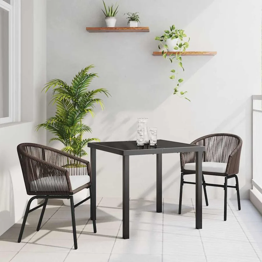 Ensemble de salle à manger pour jardin 3 pcs Marron