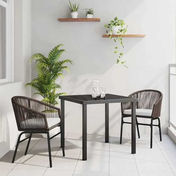 Ensemble de salle à manger pour jardin 3 pcs Marron