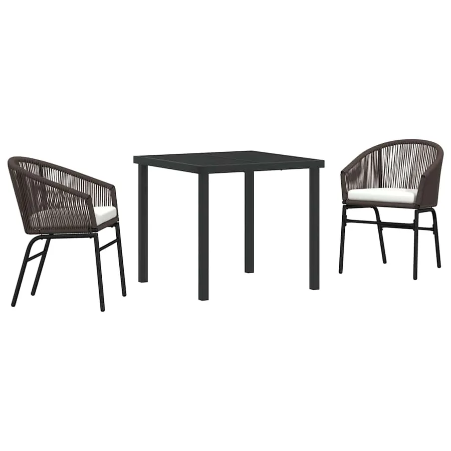 Ensemble de salle à manger pour jardin 3 pcs Marron - 2