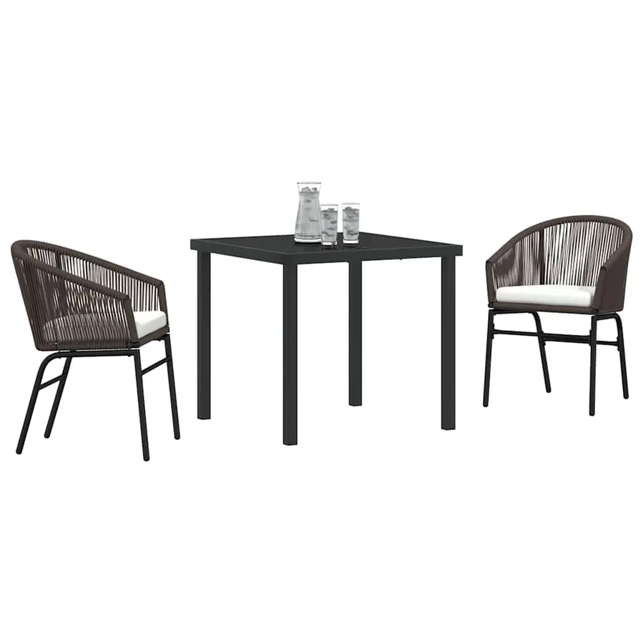 Ensemble de salle à manger pour jardin 3 pcs Marron - 3