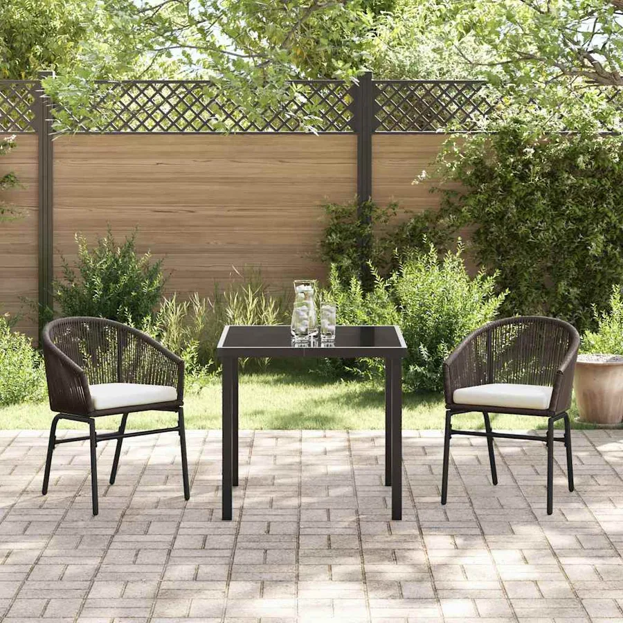 Ensemble de salle à manger pour jardin 3 pcs Marron - 4