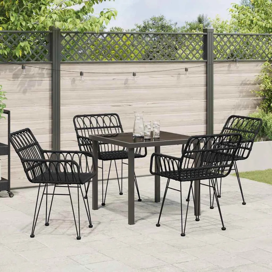 Ensemble de salle à manger pour jardin 5 pcs Noir