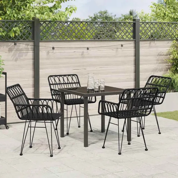 Ensemble de salle à manger pour jardin 5 pcs Noir