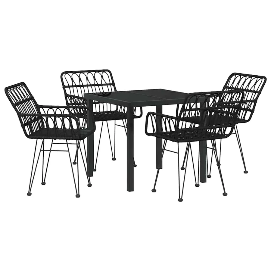 Ensemble de salle à manger pour jardin 5 pcs Noir - 2