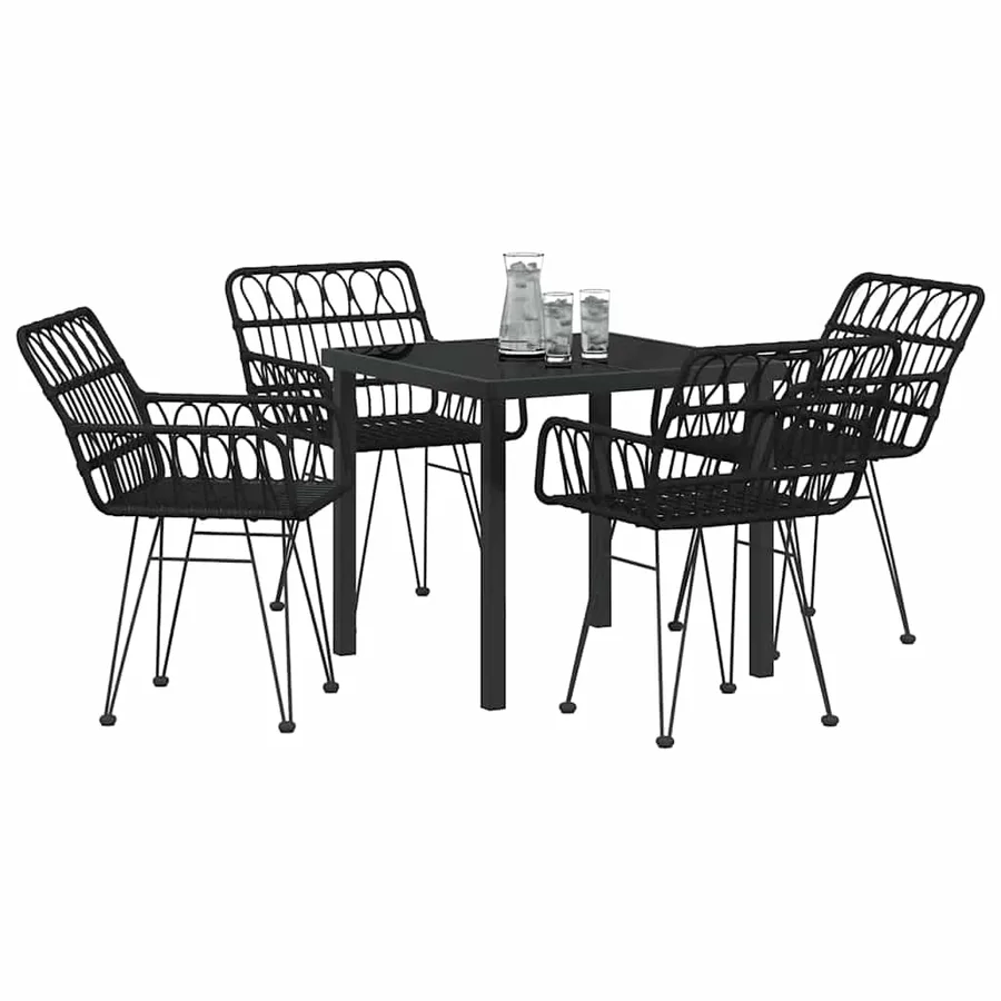 Ensemble de salle à manger pour jardin 5 pcs Noir - 3