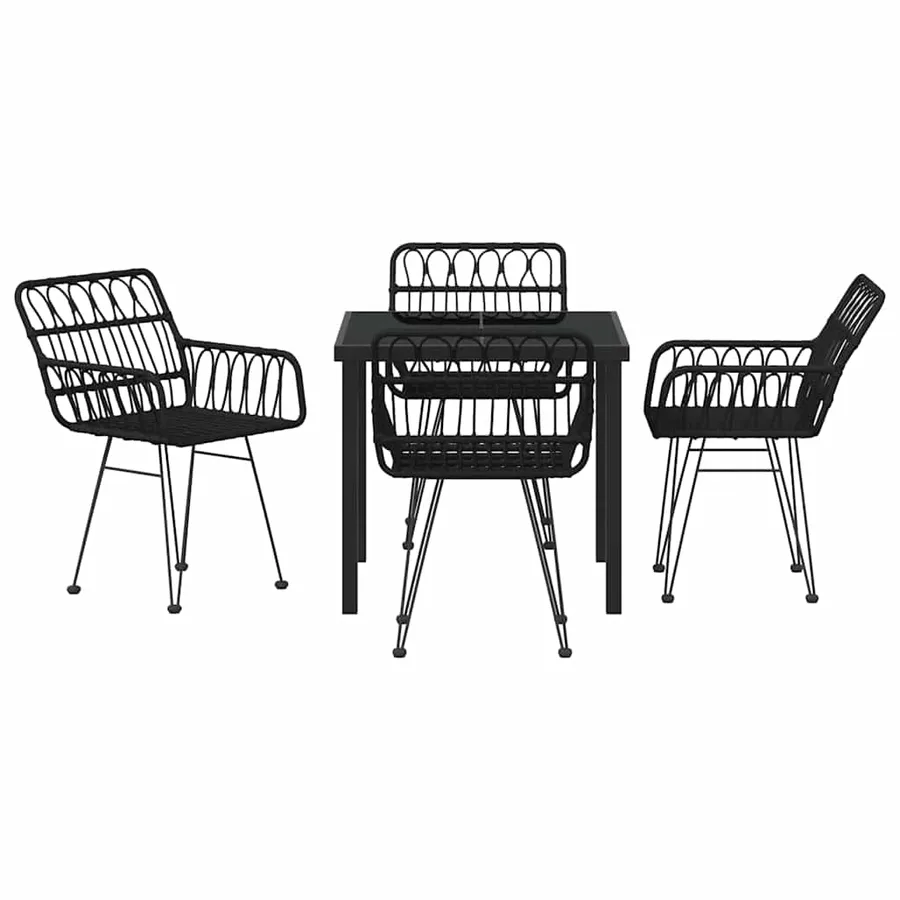 Ensemble de salle à manger pour jardin 5 pcs Noir - 5
