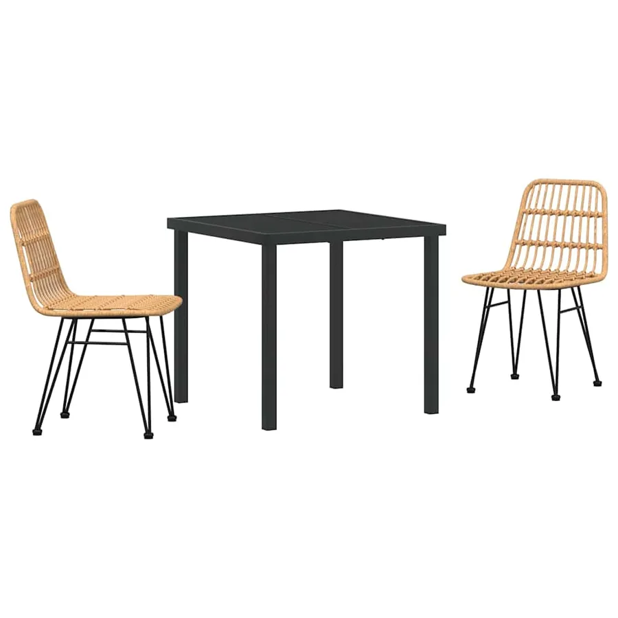 Ensemble de salle à manger pour jardin 3 pcs Marron - 2
