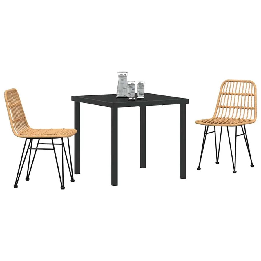 Ensemble de salle à manger pour jardin 3 pcs Marron - 3