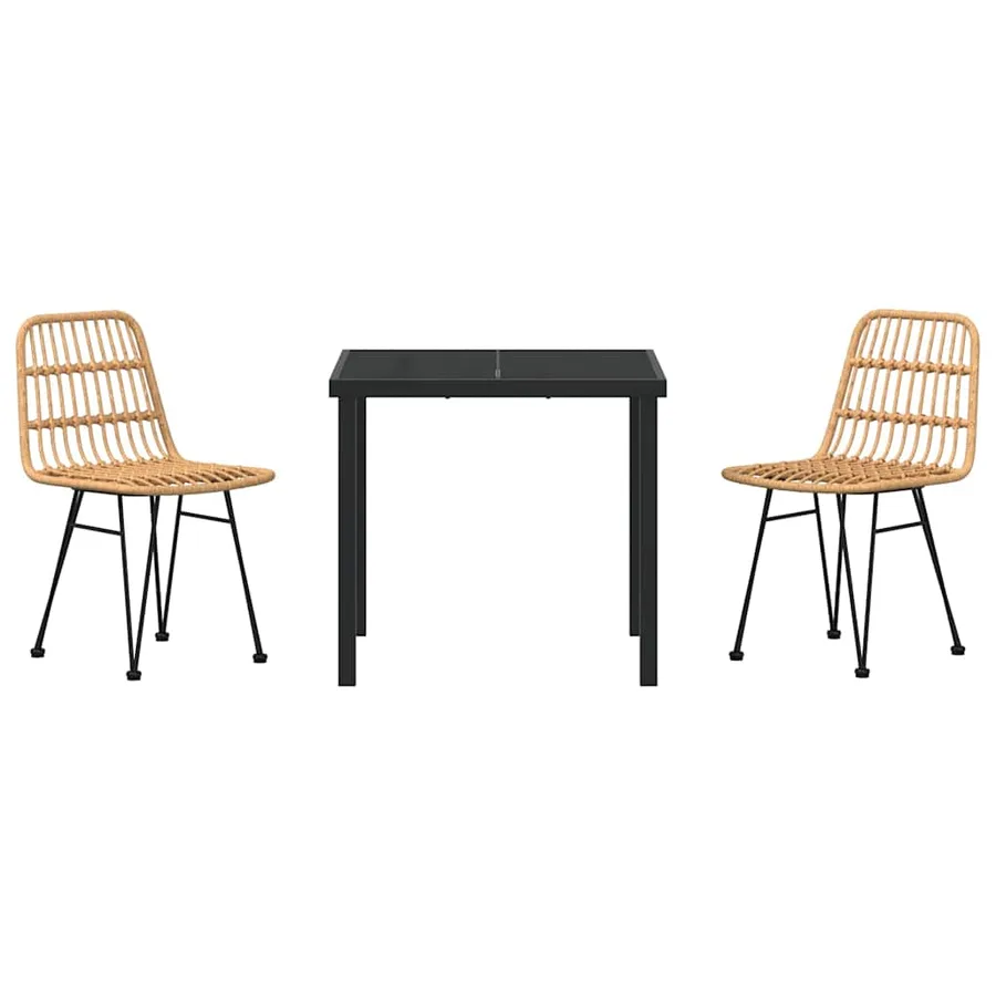 Ensemble de salle à manger pour jardin 3 pcs Marron - 7