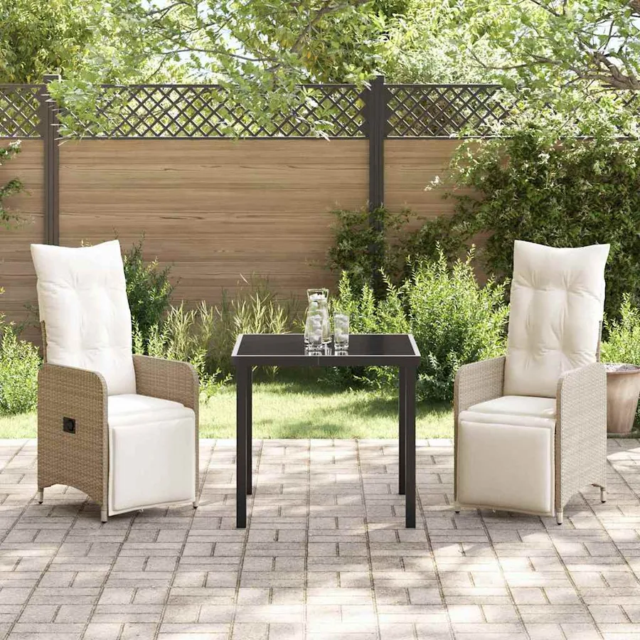 Ensemble de salle à manger pour jardin 3 pcs Beige polyrotin - 4
