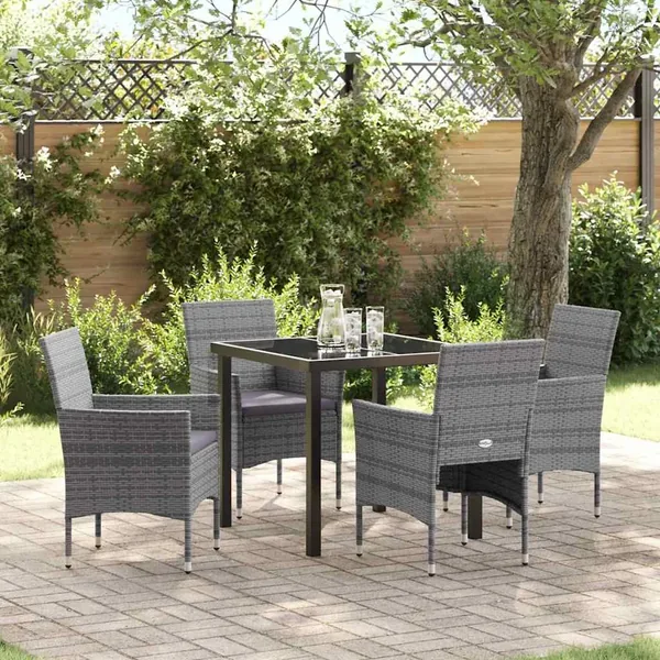 Ensemble de salle à manger pour jardin 5 pcs Gris polyrotin