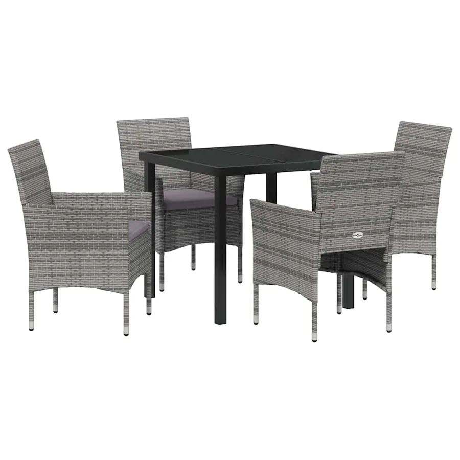 Ensemble de salle à manger pour jardin 5 pcs Gris polyrotin - 2