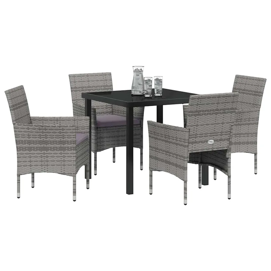 Ensemble de salle à manger pour jardin 5 pcs Gris polyrotin - 3