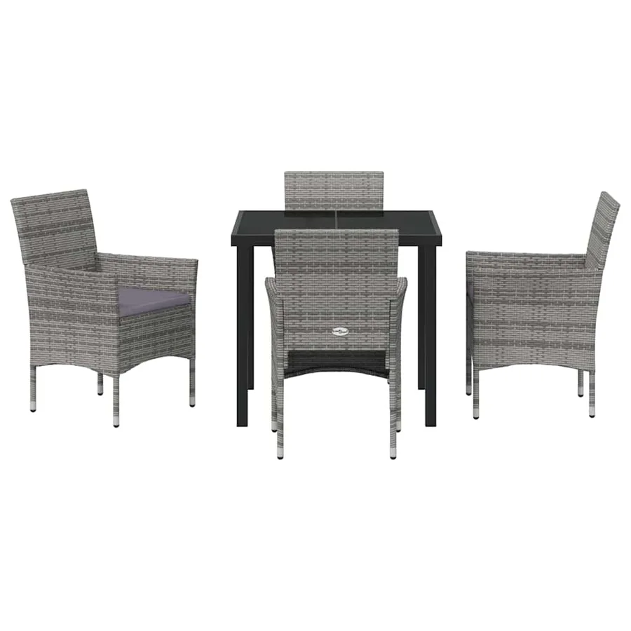 Ensemble de salle à manger pour jardin 5 pcs Gris polyrotin - 7