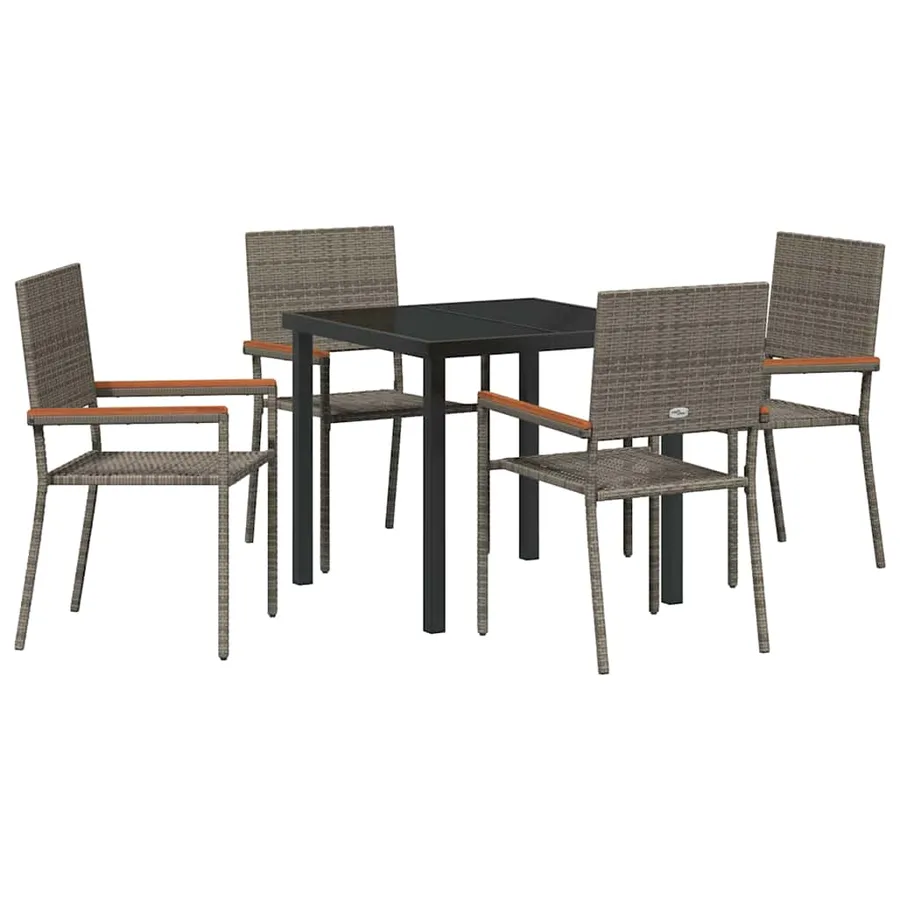 Ensemble de salle à manger pour jardin 5 pcs Gris polyrotin - 2