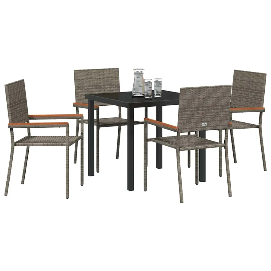 Ensemble de salle à manger pour jardin 5 pcs Gris polyrotin - 3