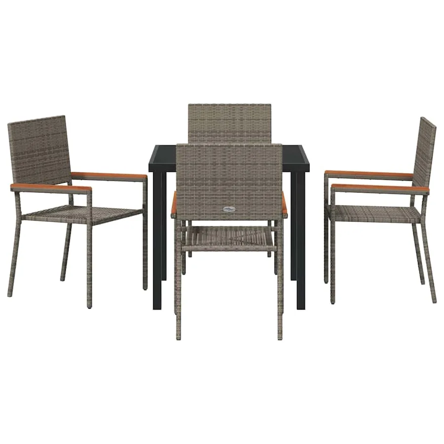 Ensemble de salle à manger pour jardin 5 pcs Gris polyrotin - 7