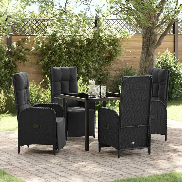 Ensemble de salle à manger pour jardin 5 pcs Noir polyrotin