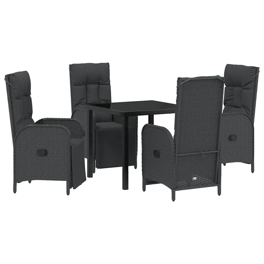 Ensemble de salle à manger pour jardin 5 pcs Noir polyrotin - 2