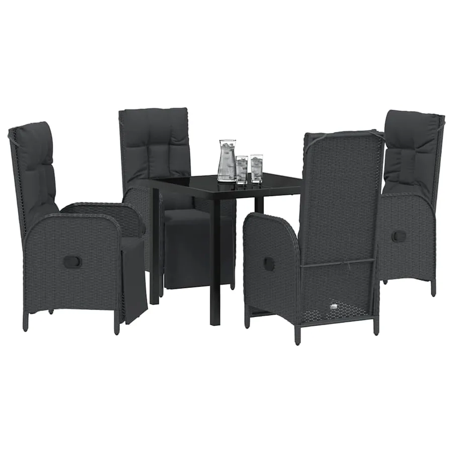 Ensemble de salle à manger pour jardin 5 pcs Noir polyrotin - 3
