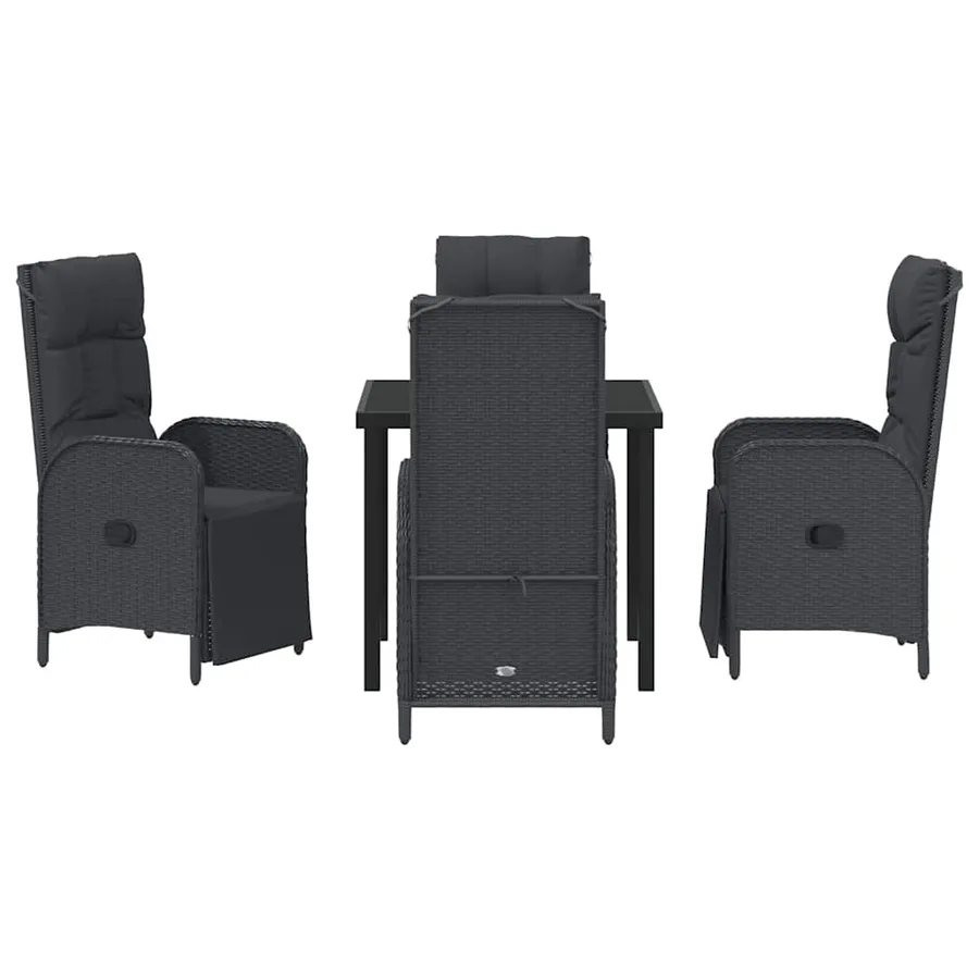 Ensemble de salle à manger pour jardin 5 pcs Noir polyrotin - 7