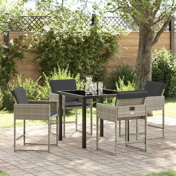 Ensemble de salle à manger pour jardin 5 pcs Gris clair