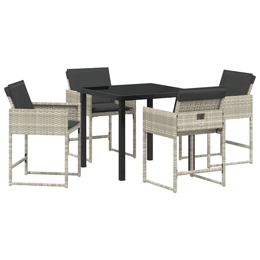 Ensemble de salle à manger pour jardin 5 pcs Gris clair - 2