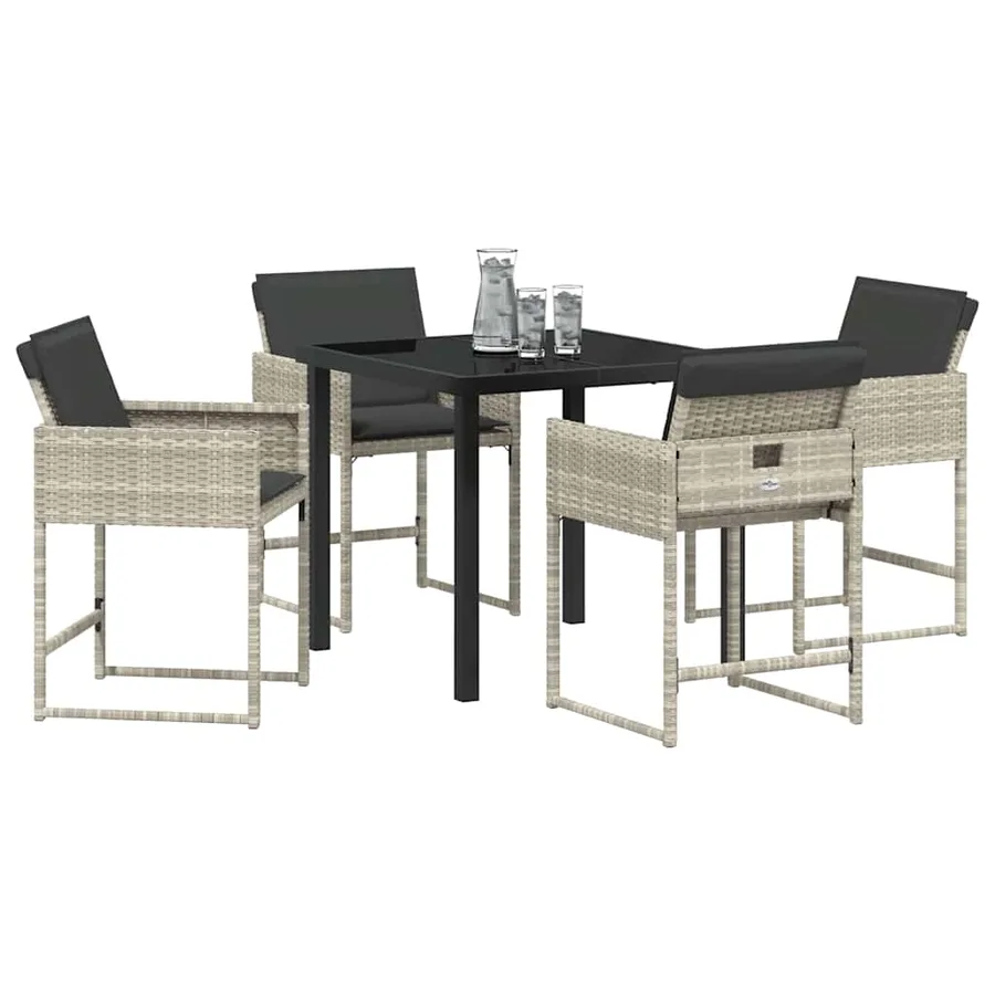 Ensemble de salle à manger pour jardin 5 pcs Gris clair - 3