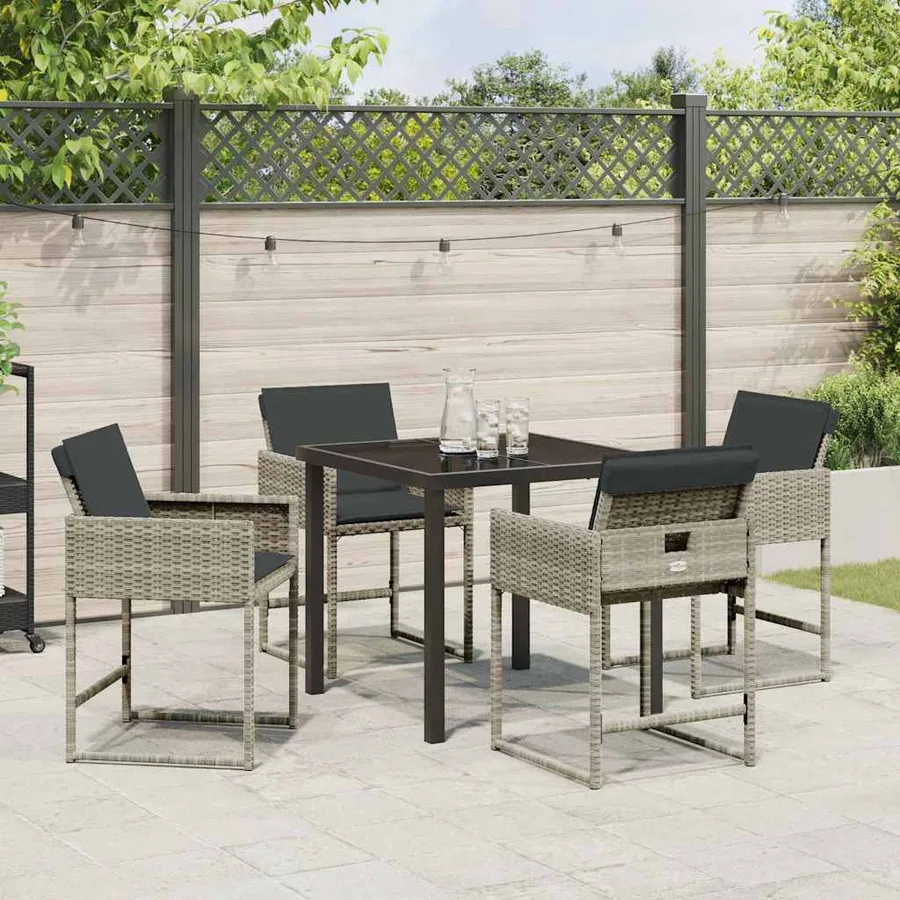Ensemble de salle à manger pour jardin 5 pcs Gris clair - 4