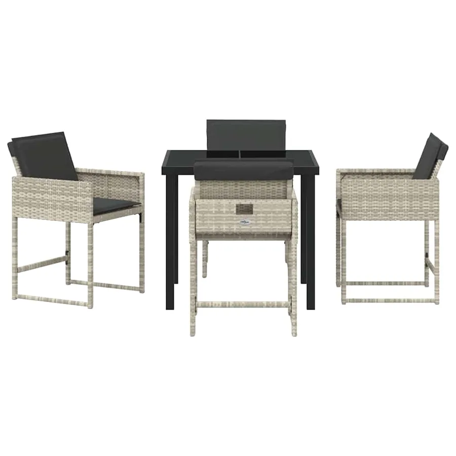 Ensemble de salle à manger pour jardin 5 pcs Gris clair - 7
