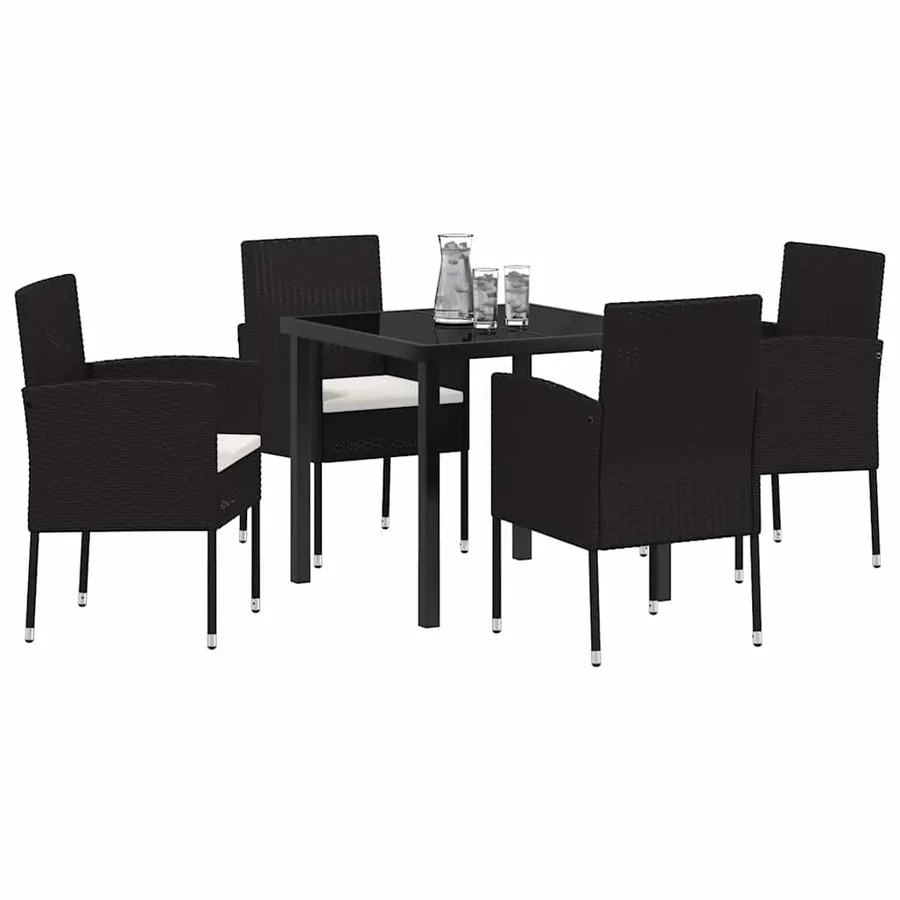 Ensemble de salle à manger pour jardin 5 pcs Noir polyrotin - 3