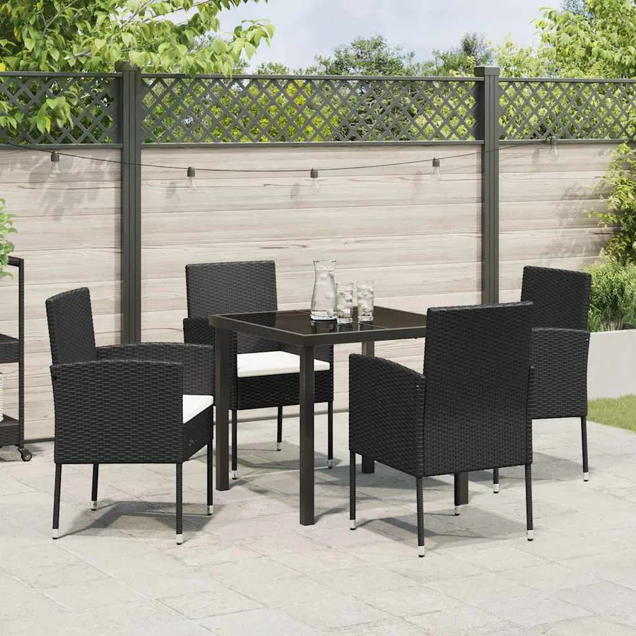 Ensemble de salle à manger pour jardin 5 pcs Noir polyrotin - 4