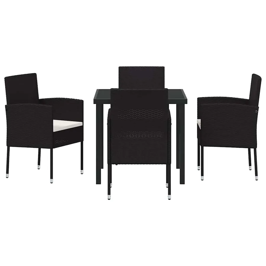 Ensemble de salle à manger pour jardin 5 pcs Noir polyrotin - 7