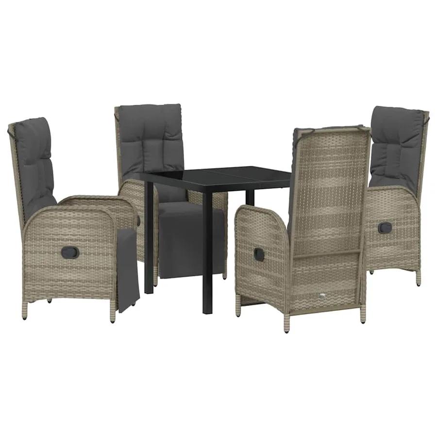 Ensemble de salle à manger pour jardin 5 pcs Gris polyrotin - 2