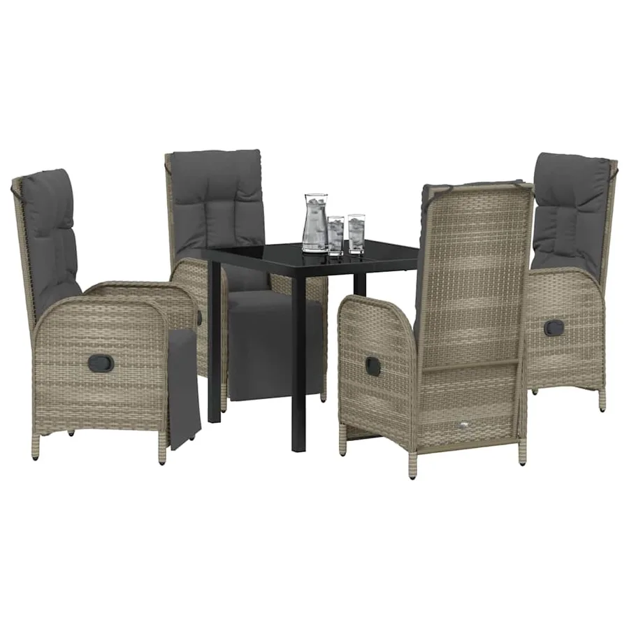 Ensemble de salle à manger pour jardin 5 pcs Gris polyrotin - 3