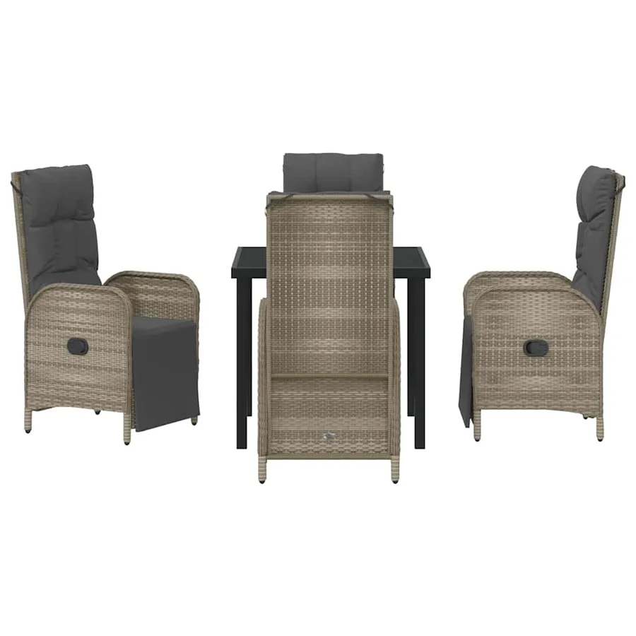 Ensemble de salle à manger pour jardin 5 pcs Gris polyrotin - 7