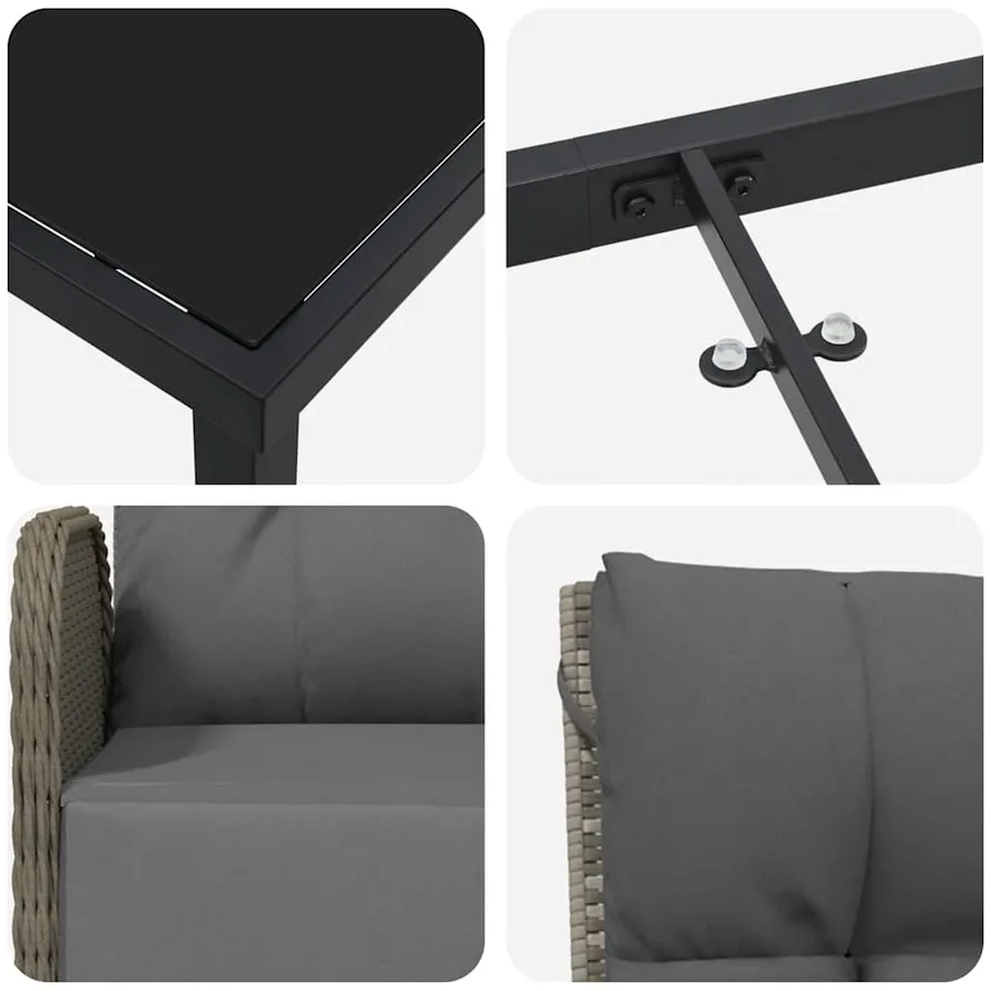 Ensemble de salle à manger pour jardin 5 pcs Gris polyrotin - 9