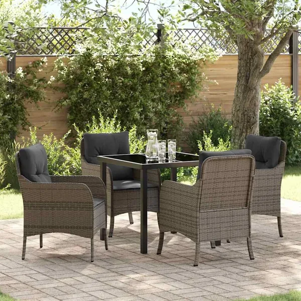 Ensemble de salle à manger pour jardin 5 pcs Gris polyrotin