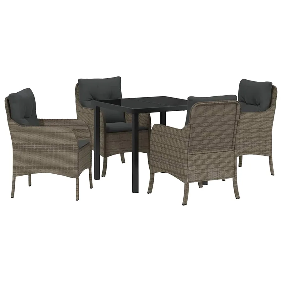 Ensemble de salle à manger pour jardin 5 pcs Gris polyrotin - 2