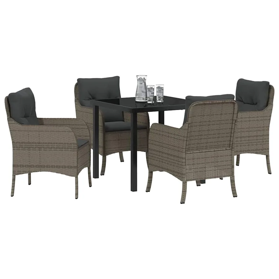 Ensemble de salle à manger pour jardin 5 pcs Gris polyrotin - 3