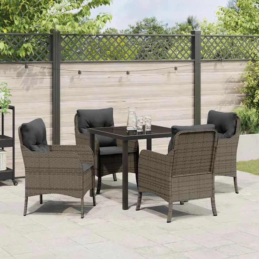 Ensemble de salle à manger pour jardin 5 pcs Gris polyrotin - 4